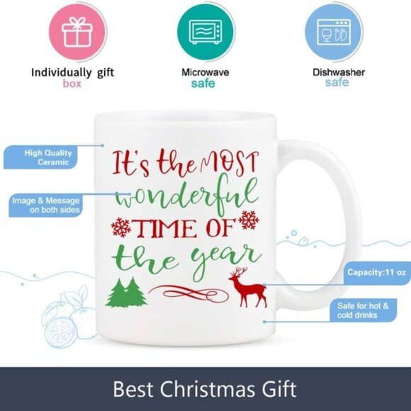 IT'S THE MOST WONDERFUL CHRISTMAS COFFE MUG HOLIDAY GIFT - Picture 2 of 10